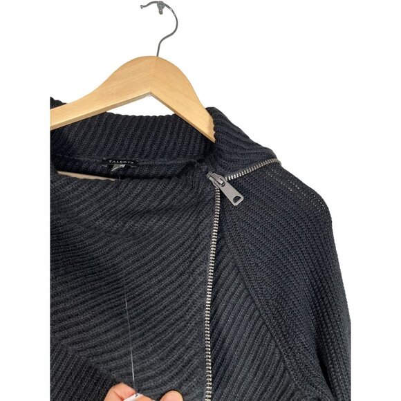 TALBOTS Split Neck Cotton Blend Sweater BLACK so M - Picture 5 of 8